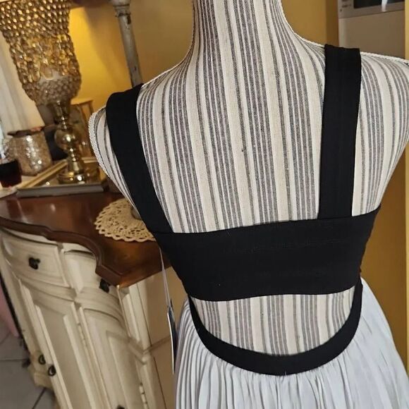 Jennifer Lopez hi low pleated open back black & white dress women's Medi… - Picture 5 of 11